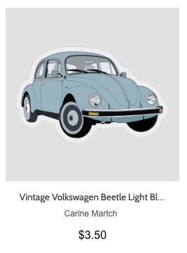 Vintage Volkswagen Beetle BLUE Sticker