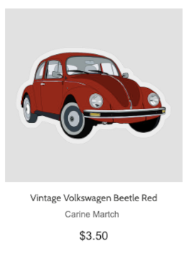 Vintage Volkswagen Beetle RED Sticker